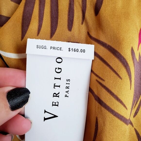 VERTIGO PARIS 100% Silk Printed Blouse - Picture 10 of 10